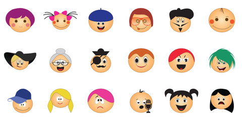 Fototapeta premium Vector set of diverse people faces