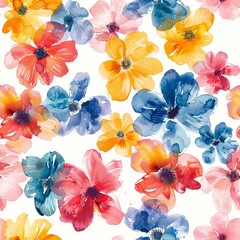 Vibrant Watercolor Floral Pattern for Spring Designs Generative AI