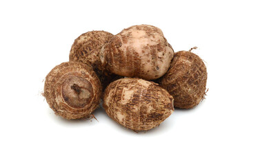 Closeup of taro on white background