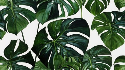 Monstera deliciosa leaves isolated for design elements