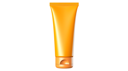 Bright orange cosmetic tube suitable for skincare products. Ideal for branding and packaging design concepts, isolated on white background.