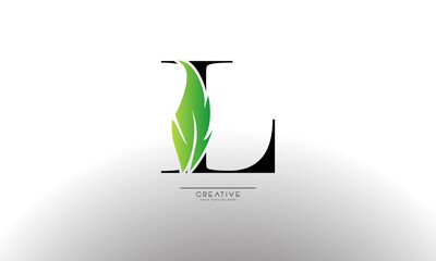 Letter L eco leaf logo icon design template elements. Vector color sign

