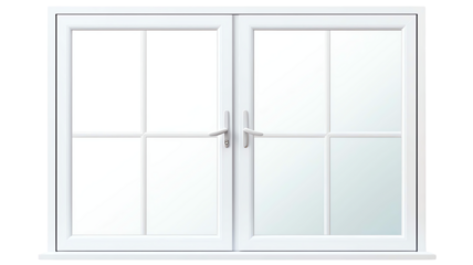 Modern double-pane white window with clear glass and six panels, perfect for home renovation and design purposes.