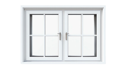 Obraz premium Modern double-hung white framed window with closed panes, minimalistic design, suitable for residential or commercial use.