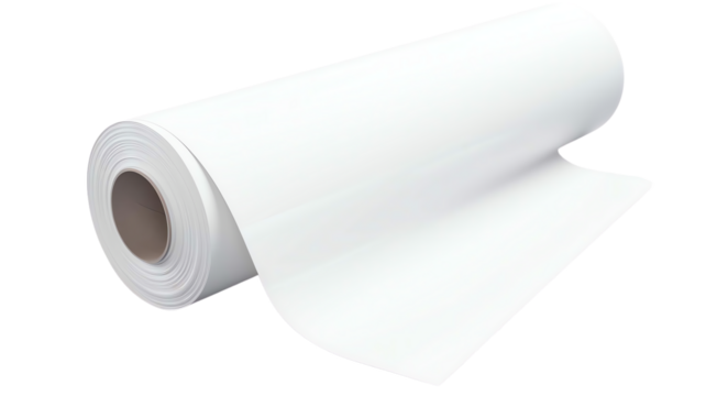 Rolled white paper isolated on white background, suitable for printing, drawing, or wrapping purposes. High-quality material for versatile usage.