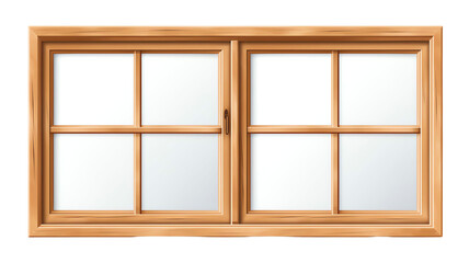 Wooden framed double window with four glass panes each. Bright and classic design suitable for interior and exterior views.