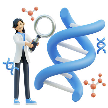 3D Medical doctor checks DNA
