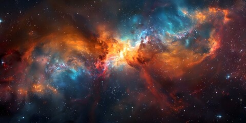 Vibrant nebula swirls of cosmic dust and gas resemble a celestial painting. Concept Astronomy, Nebulae, Celestial Art, Space Exploration