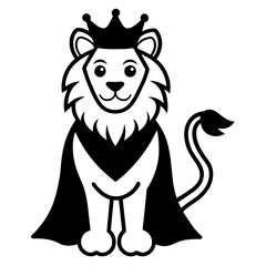 Lion wearing a crown silhouette vector illustration