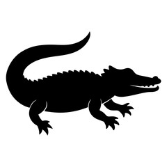 silhouette crocodile isolated on white