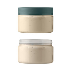 Blank template clean jar with rose gold cap for cosmetic cream. pink plastic container for care face or gel for beauty skin, Mock-up for design,