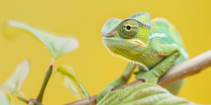 Minimalistic composition: Fresh born Elliots chameleon (Trioceros ellioti) from Zoopark Z&aacute;jezd zoo, Czechia