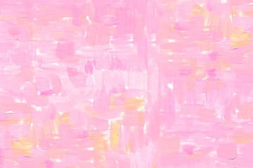 abstract oil acrylic painting background with pink and yellow hand strokes. Color texture