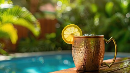 Copper Moscow Mule by the Pool on a Sunny Day