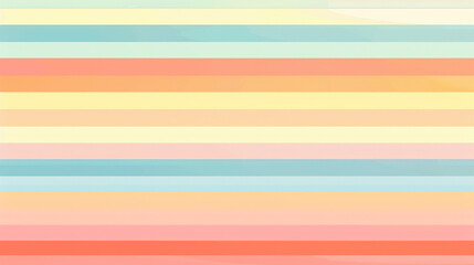 Fototapeta premium A seamless gradient background with horizontal stripes in pastel colors, creating an abstract and colorful pattern. The stripes have soft gradients of orange, yellow, blue, pink