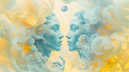 Duality Concept Illustration for Communication and Harmony Generative AI