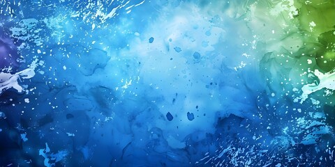 Colorful watercolor painting background with blue and green splashes and textures. Concept Watercolor painting, Colorful background, Blue splashes, Green textures,