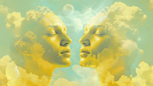 Duality Concept Illustration for Communication and Harmony Generative AI