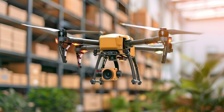 Efficient drone delivery service for urban shipping logistics in ecommerce. Concept Drone technology, Urban shipping, Ecommerce logistics, Delivery service, Efficiency