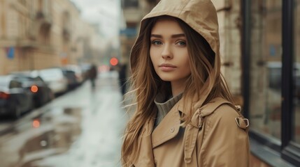 Fototapeta premium Casual Winter Fashion for Young Women Generative AI