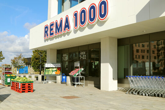 Store building Rema 1000 in Copenhagen, Denmark. REMA 1000 is a multinational, grocery chain.