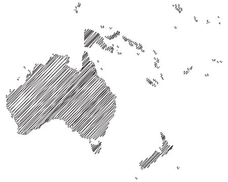 Australia Oceania continent thread map line vector illustration