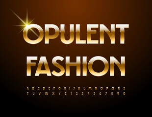 Vector chic icon Opulent Fashion. Luxury Gold Font, Premium Alphabet Letters and Numbers set.