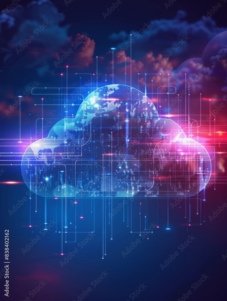 Poster cloud computing concept.abstract cloud connection transfer big data on internet futuristic digital t
