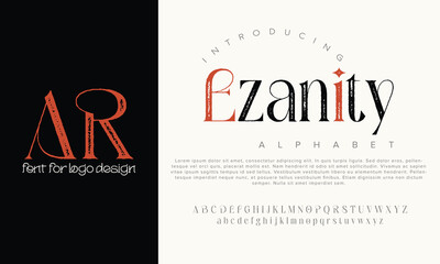 Luxury alphabet letters font. Classic Lettering Minimal Fashion Designs. Typography serif simple wedding logo fonts and number. vector illustration 03