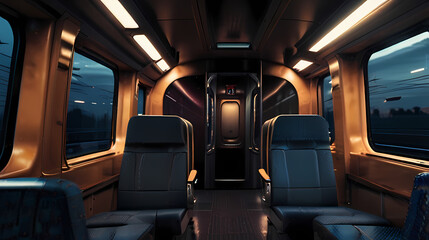 Background with a theme of interior view of train passenger seats