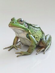 Obraz premium Green frog on the white background hyper realistic 