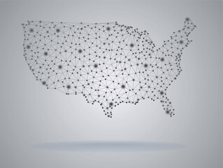 Obraz premium Polygonal network map of USA