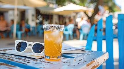 Sunny Day Sipping in a Coastal Cafe