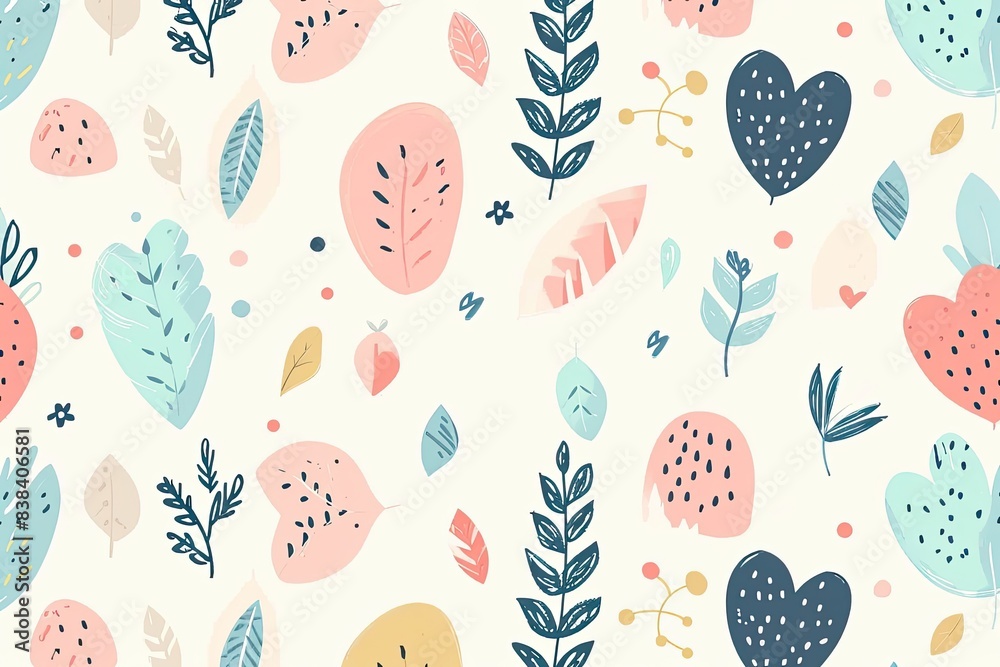 Aufkleber a pattern of animals and flowers, a pattern with animals and flowers, cute background with adorable 