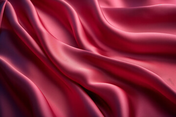 Obraz premium Close-up of deep red silk fabric, with rippling folds reflecting light, creating a luxurious and dynamic texture