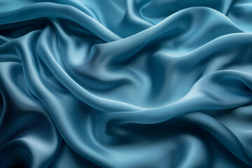 Obraz premium A spread of turquoise silk with intricate folds, the fabric's reflective quality creating a sense of depth and fluidity