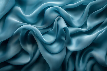 Fototapeta premium A spread of turquoise silk with intricate folds, the fabric's reflective quality creating a sense of depth and fluidity