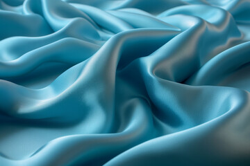 Obraz premium A spread of turquoise silk with intricate folds, the fabric's reflective quality creating a sense of depth and fluidity