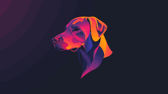 Vector Logo Illustration Grey Hound Gradient Colorful Style