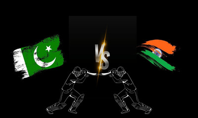 Pak and Bharat Illustration. IND vs PAK vector illustration for cricket match tournaments Pak vs Ind
