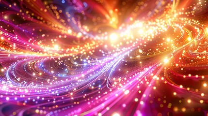 Obraz premium Abstract Glittering Cosmic Stream of Light and Color - A Dazzling Digital Artwork