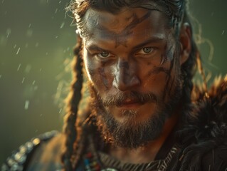 Kriegerische Intensit&auml;t: Mann mit Z&ouml;pfen