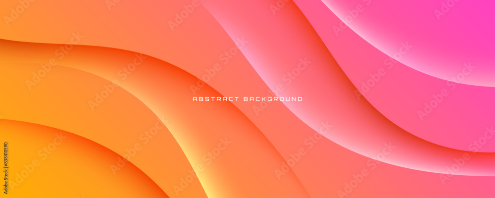 Poster 3d colorful abstract background overlap layer on bright space with waves effect decoration. minimali