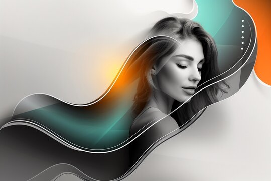business brochure presentation template with beautiful woman