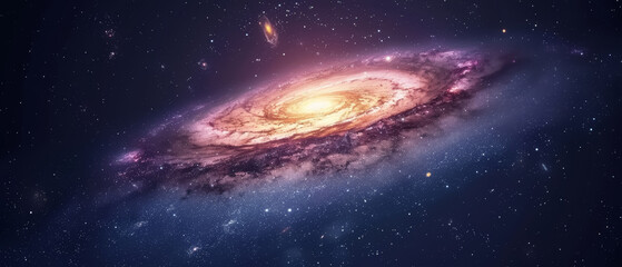 Obraz premium Spiral Galaxy with Bright Center and Outer Rings