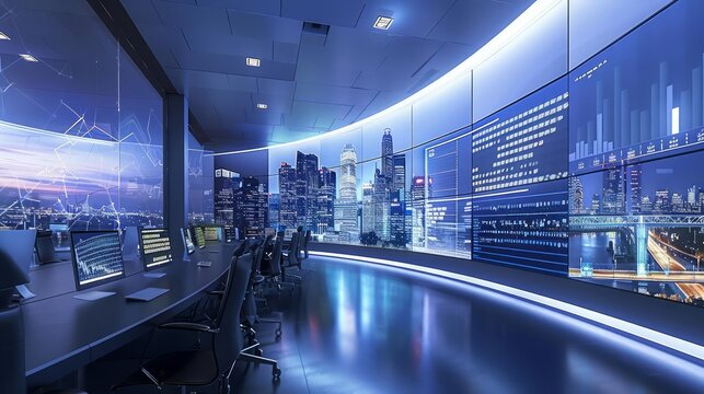 In a hightech setting, a business service offers a comprehensive range of support, utilizing futuristic solutions for optimal efficiency