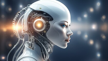 Cyborg, Robot Head Visual With Future, Future Innovative, Concept