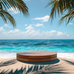 display stand on summer background with palm