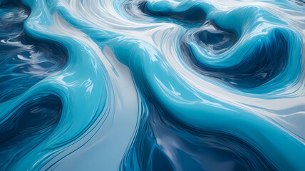 Obraz premium Dynamic Abstract Blue Fluid Art Texture - Modern Acrylic Wave Patterns and Ripples