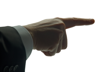 finger of a bussines man pointig at something